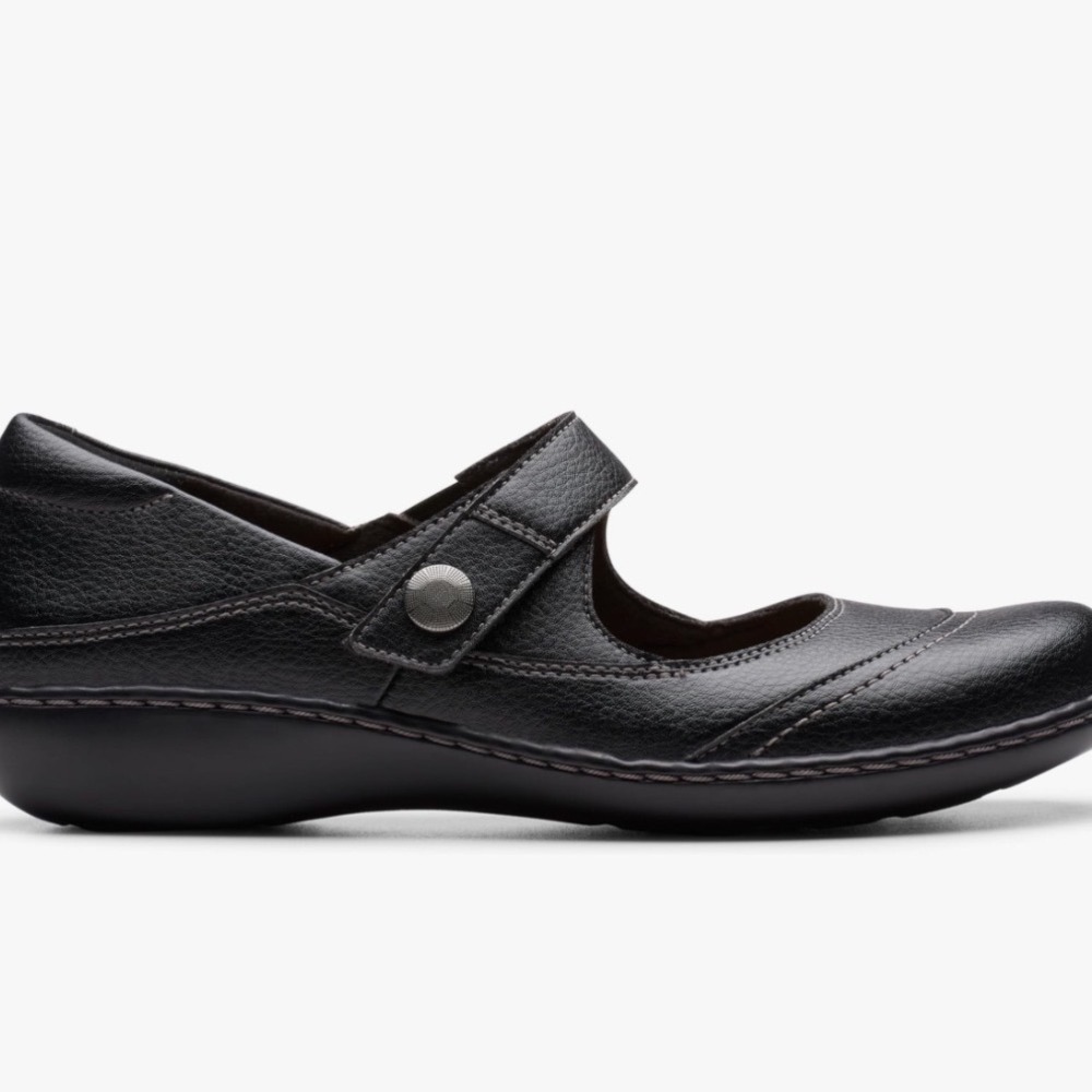 Clarks Collection Black Leather Mary Jane Ashland Elayne Women's Size 9.5